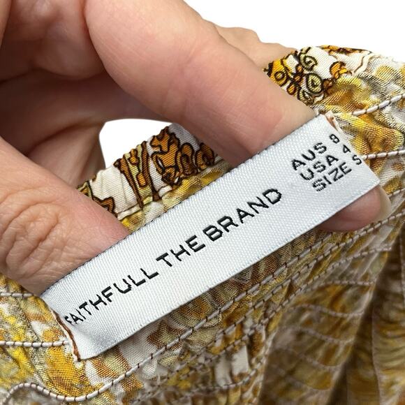 Faithfull The Brand Alina Smocked Mini Dress Size 4 Paisley Puff Sleeve Babydoll - Picture 5 of 10